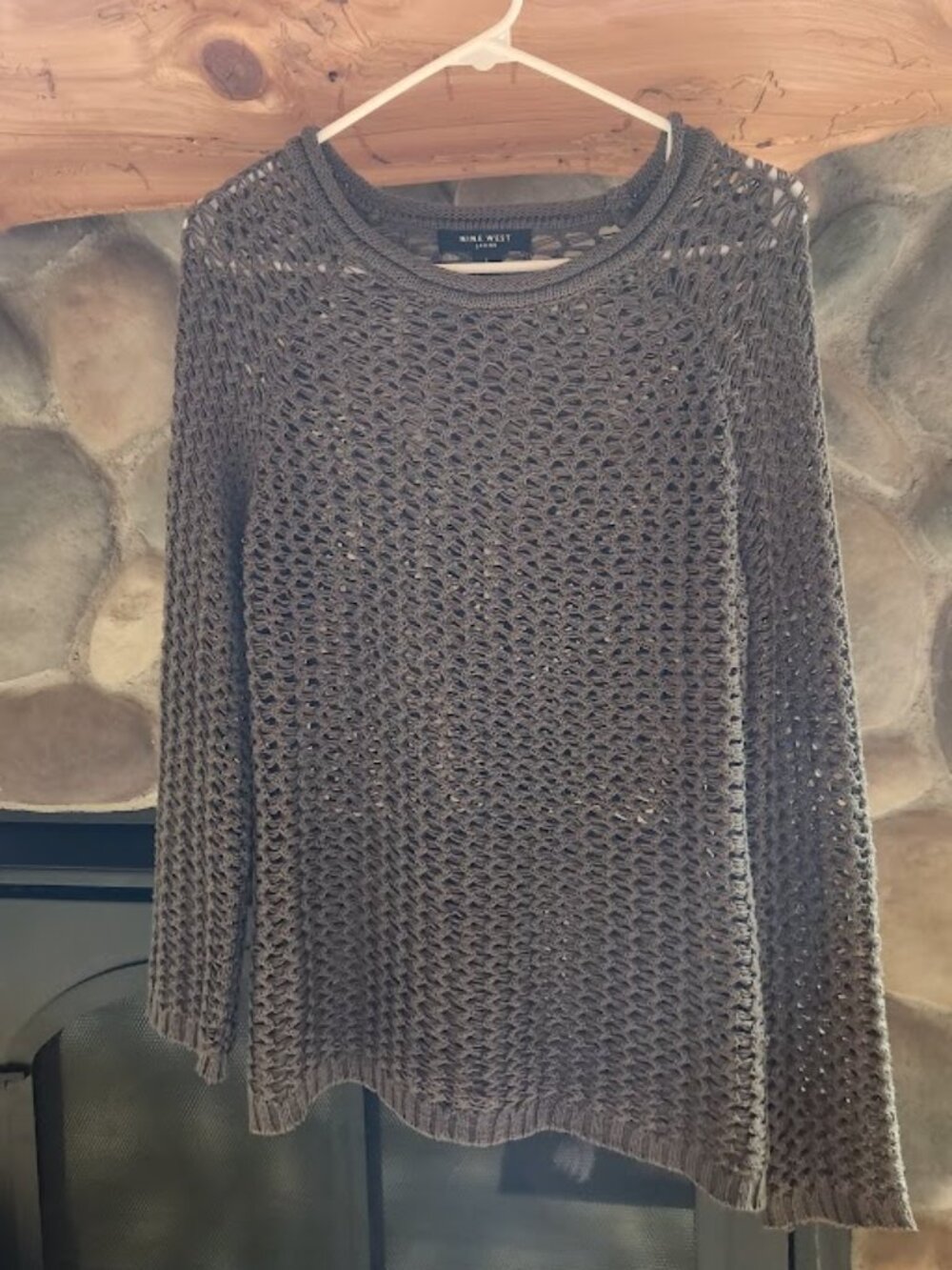 Nine West Textured Knit Pullover, Size Small | Dark Moss Green